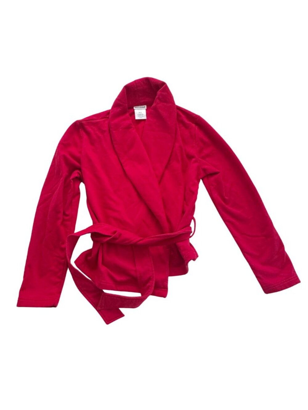 Vintage 80s Bright Red Wrap Sweatshirt Cardigan Jacket Medium